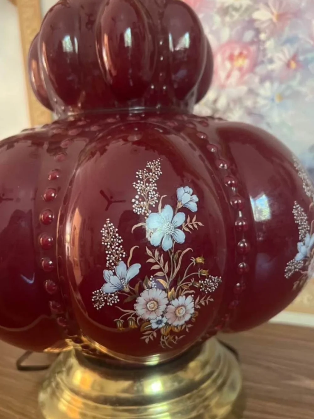 Vintage Carl Falkenstein Red Bubble Glass Lamp — Hollywood Regency